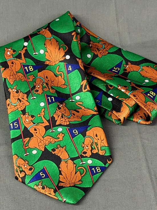 Cartoon Network Other - Vintage 1999 Scooby-Doo Golf Necktie Green Cartoon Network Novelty Tie